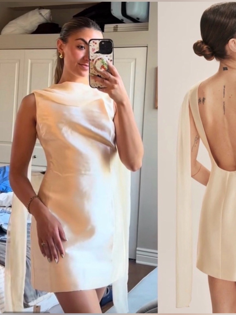REFORMATION Ecru Mini Dress in Butter 0